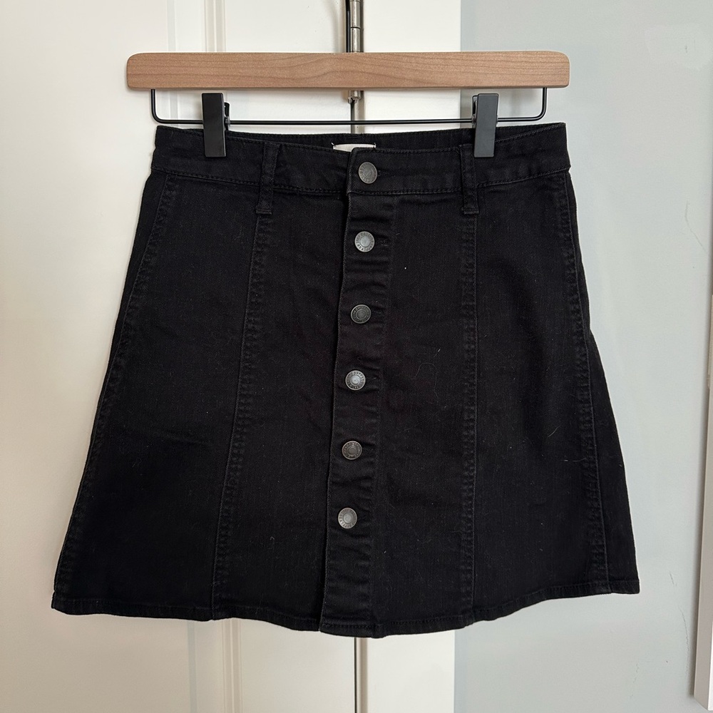 Mossismo Supply Black Button-Front Denim Skirt
